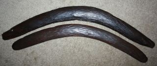 Two Old Aboriginal Chip Carved Boomerangs Clubs