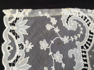 antique tambour lace curtains,  2 panels @ 75 by 25.  5 
