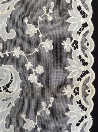 antique tambour lace curtains,  2 panels @ 75 by 25.  5 