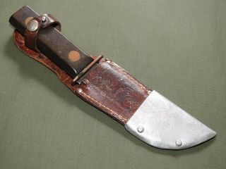 US Navy WW2 CUSTOM THEATER MADE FIGHTING KNIFE,  ALUMINUM REINFORCED SCABBARD 8