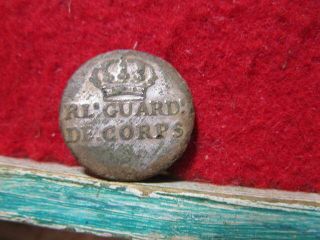 Detecting Find 15mm Spanish Guards Military Button Silver Gild