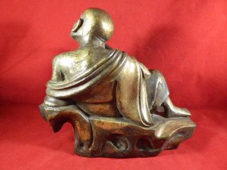 STUNNING ANTIQUE CHINESE GILT BRONZE FIGURE OF A MAN WITH EAR SCOOP c1880 5