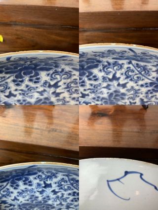 large 18thC chinese blue and white charger 36cm kangxi period 11