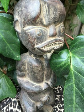 OLD VINTAGE CARVED AFRICAN ' TRIBAL FANG ' FIGURINE/STATUE - GABON 10