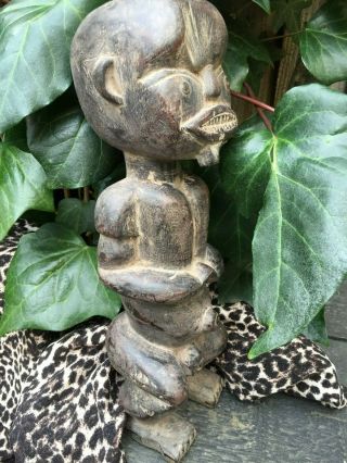 OLD VINTAGE CARVED AFRICAN ' TRIBAL FANG ' FIGURINE/STATUE - GABON 3