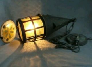VTG ARTS CRAFT GOTHIC PORCH LIGHT FIXTURE LANTERN LAMP SCONCE ANTIQUE MISSION 2