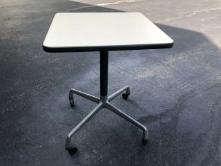 Rare Mid Century Eames Aluminum Group Herman Miller 20 " Square Roller Table 2