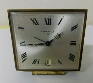 Vintage Caravelle Wind Up Alarm Desk Clock Swiss