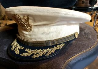 Vintage WWII Senior Officer’s Dress Peaked Cap w/ Gold Bullion Braid,  Sz 7 1/4 2