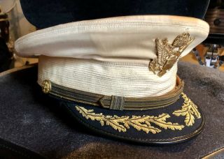 Vintage WWII Senior Officer’s Dress Peaked Cap w/ Gold Bullion Braid,  Sz 7 1/4 3