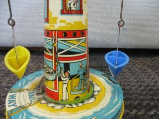 VINTAGE UNIQUE ART TIN LITHO WIND UP MUSICAL SAIL - WAY CAROUSEL 6