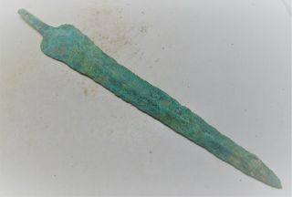 Hellenistic Ancient Greek Bronze Dager Authentic Battle Object 700 - 400bce