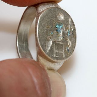 MUSEUM QUALITY - MASSIVE ANCIENT GREEK SILVER SEAL RING - ZEUS ENTHRONED CA 300 - 50 B 4