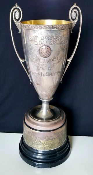 Antique Golf Trophy 40 Club Knollwood Westchester Engraved Art Deco Sports