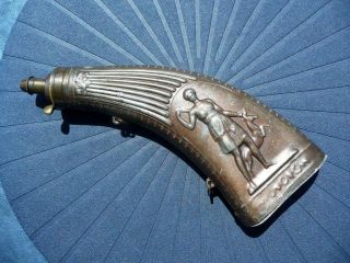 Rare And Unique Horn Shaped " Diana The Huntress " Powder Flask - France 1830`s
