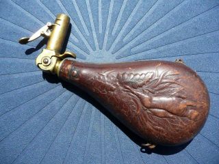 Rare Shot Pouch With " Knuckle Joint Lever Top " By Dixon & Son Powder Flask Maker