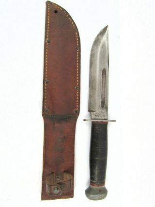 Wwii Us Fighting Knife Pal Rh - 36 With Leather Sheath