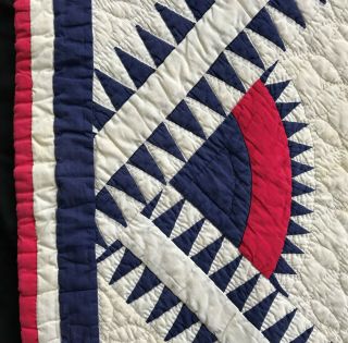 Antique 1920 Red,  White & Blue York Beauty Quilt 7