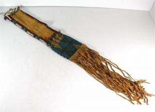Ca1920s Native American Blackfoot Indian Bead Decorated Hide Pipe Bag Beaded Bag