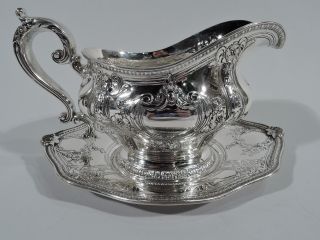 Gorham Gregorian Gravy Boat On Stand - A13028 A13029 - American Sterling Silver