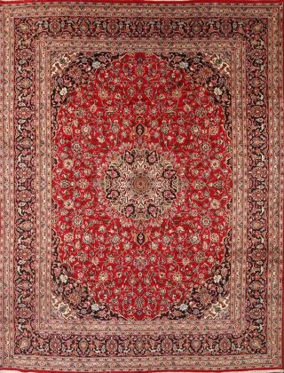 Persian Floral Rug Hand - Knotted Oriental Traditional Carpet 10 X 13
