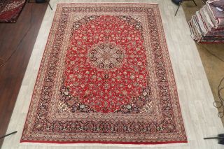 Persian Floral Rug Hand - Knotted Oriental Traditional Carpet 10 x 13 2