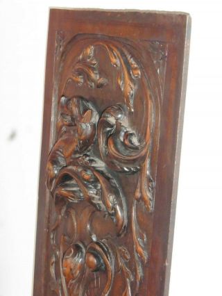 Decorative Antique Hand Carved French Wooden Dragon Griffin Panel High Relief 4