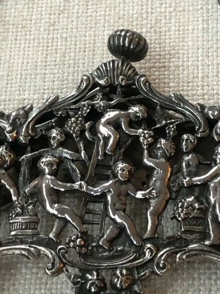Antique Sterling Silver English 1901 Handbag Purse Clasp Cherub Chatelaine Clip