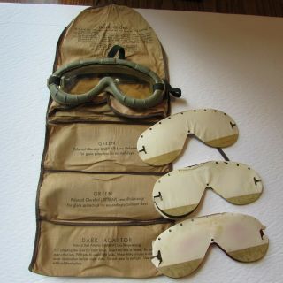 Vintage 1940s Ww2 Us Air Corps Tankers Polaroid All Purpose Goggle Kit No.  1021