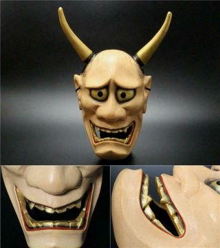 MSK87 Japanese old Wooden Hannya mask (female demon ' s) noh kyogen Kagura 4