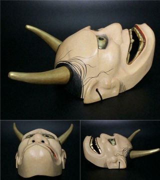 MSK87 Japanese old Wooden Hannya mask (female demon ' s) noh kyogen Kagura 5