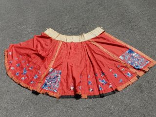 Antique 19 th Chinese silk embroidery skirt 7