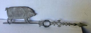 Antique Cast Iron Weathervane Arrow W/ Tin Pig Animal RARE 6