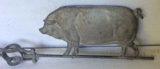 Antique Cast Iron Weathervane Arrow W/ Tin Pig Animal RARE 7