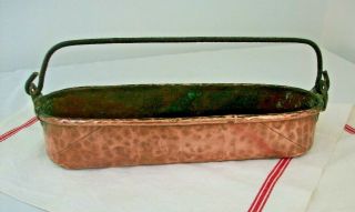 Antique French Copper Cooking Pan Fish Poacher Kettle Vintage Trough Planter