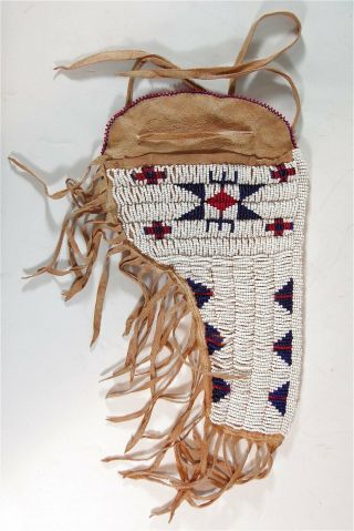 1930s Native American Sioux Indian Bead Decorated Hide Holster Beaded Holster 2