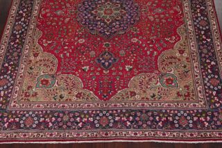 Vintage Persian Area Rug RED Geometric Hand - Knotted Oriental Wool Carpet 10x13 4