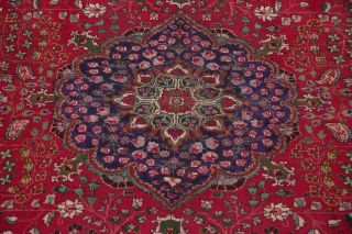 Vintage Persian Area Rug RED Geometric Hand - Knotted Oriental Wool Carpet 10x13 6