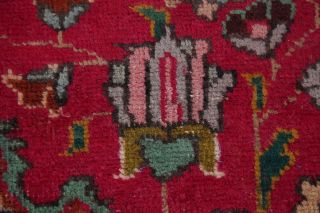 Vintage Persian Area Rug RED Geometric Hand - Knotted Oriental Wool Carpet 10x13 9