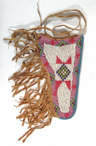 1930s Native American Sioux Indian Bead Decorated Hide Holster Beaded Holster 1