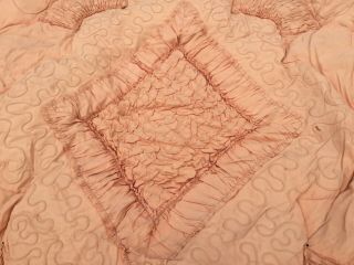 WOW old Vintage Feather Double bed Quilt Eiderdown cover throw bedspread Peach 3