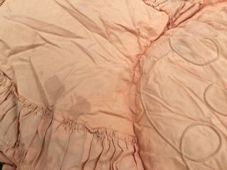 WOW old Vintage Feather Double bed Quilt Eiderdown cover throw bedspread Peach 9