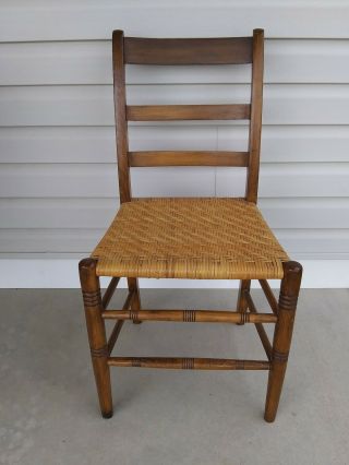 Vintage AntiquCane Woven Seat Wood Ladder back Dining Chair 11