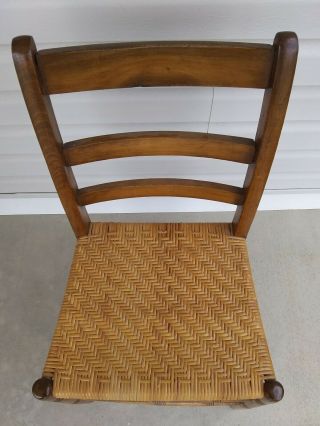 Vintage AntiquCane Woven Seat Wood Ladder back Dining Chair 2