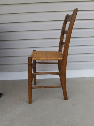 Vintage AntiquCane Woven Seat Wood Ladder back Dining Chair 3