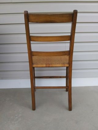 Vintage AntiquCane Woven Seat Wood Ladder back Dining Chair 4