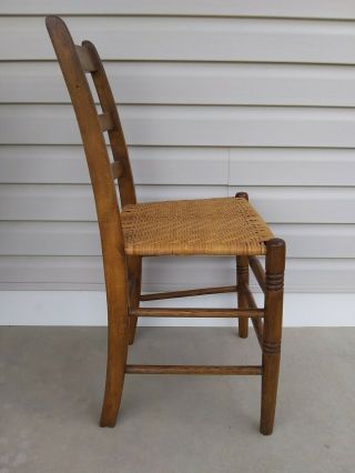 Vintage AntiquCane Woven Seat Wood Ladder back Dining Chair 5