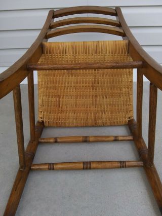 Vintage AntiquCane Woven Seat Wood Ladder back Dining Chair 7