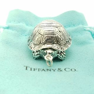 Rare & Old Tiffany & Co.  Sterling Silver Turtle Trinket Pill Box Case Key Chain
