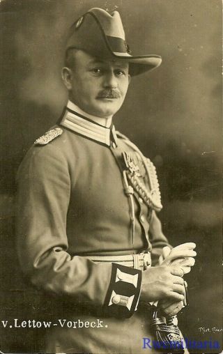Port.  Photo: Rare German General Paul Von Lettow - Vorbeck; Colonial Uniform